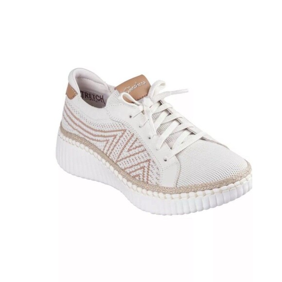 SKECHERS Shoes - Sketchers Womens Wilshire Blvd Sneakers White & Tan Size 8 Casual Comfort Vegan